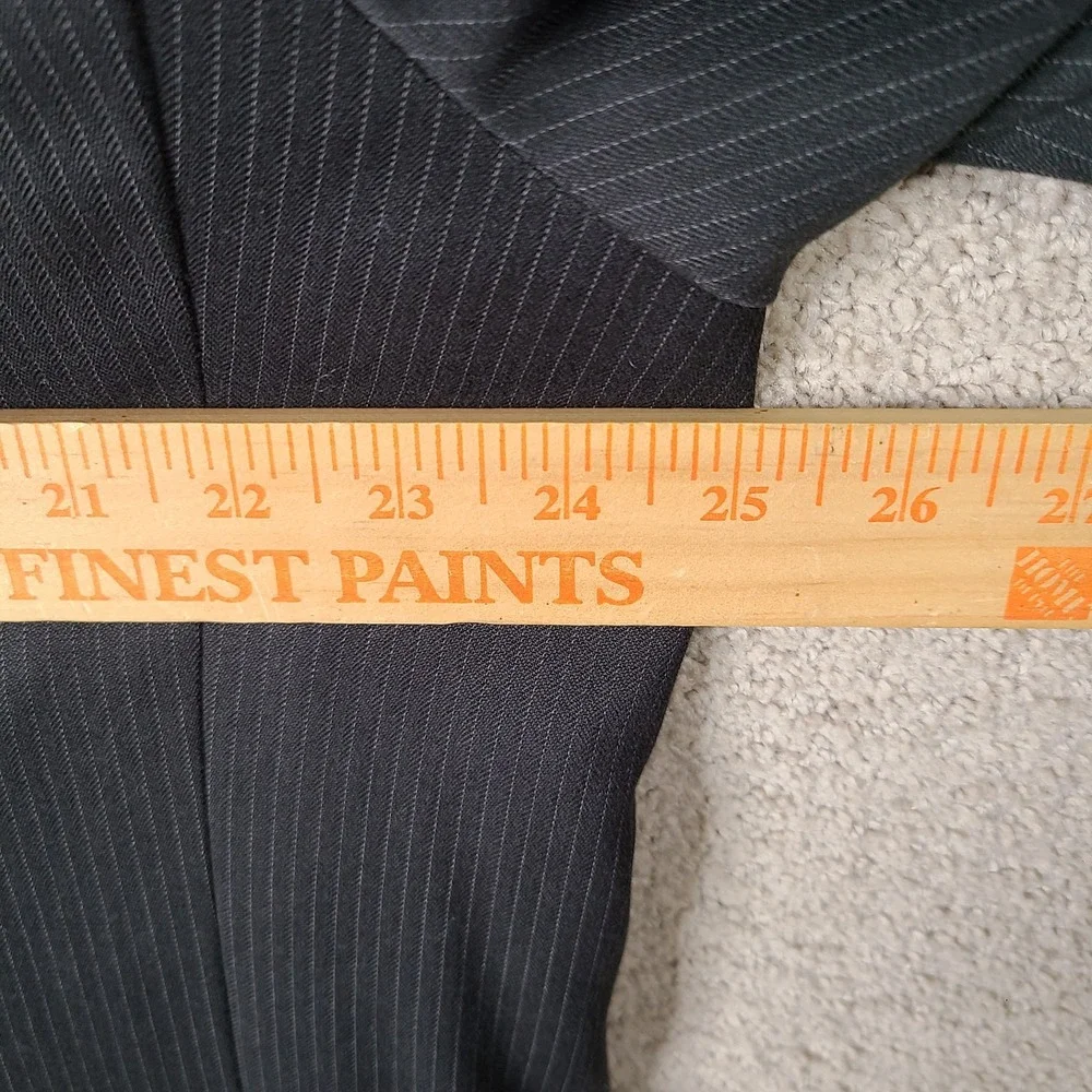 Andrew Fezza Jacket Mens 48L Black Striped Blazer Poly Wool Blend 2 Button Peaks